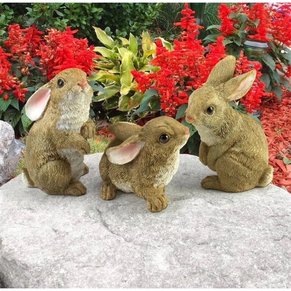 Design Toscano The Bunny Den, Garden Rabbit Statue: Set of Three